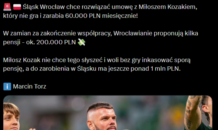 HIT! Tyle w Śląsku zarabia Miłosz Kozak xD